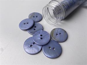 Poleret perlemorsknap - dueblå og blank, 20 mm