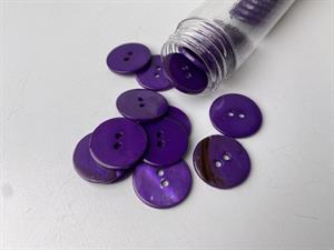 Poleret perlemorsknap - dyb lilla og blank, 20 mm