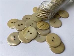 Poleret perlemorsknap - beige og blank, 20 mm