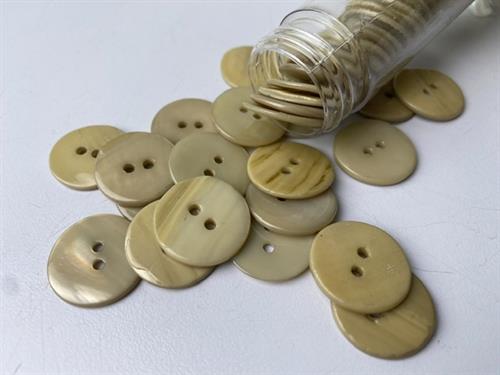 Poleret perlemorsknap - beige og blank, 20 mm