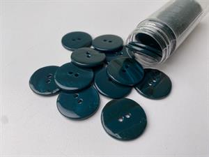 Poleret perlemorsknap - mørk petrol og blank, 22 mm