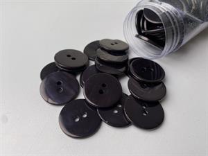 Poleret perlemorsknap - dyb blåsort og blank, 20 mm