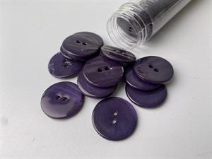Poleret perlemorsknap - mørk lilla og blank, 22 mm
