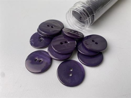 Poleret perlemorsknap - mørk lilla og blank, 22 mm