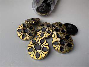 Fransk knap - sort med smukt guld tryk