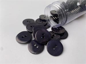 Poleret perlemorsknap - midnatsblå og blank, 20 mm