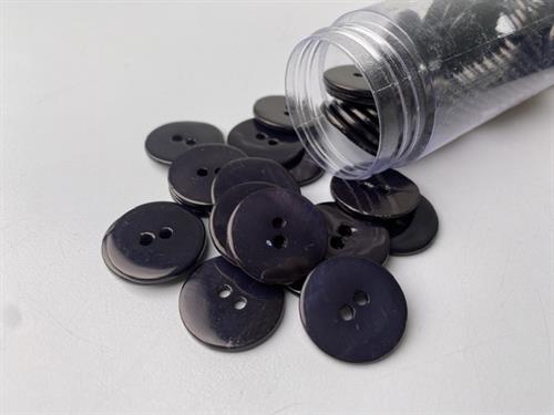 Poleret perlemorsknap - midnatsblå og blank, 20 mm