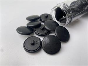 Øjeknap - læder look i sort, 23 mm