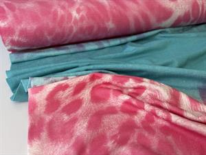 Viscosejersey - pink leo med turkis