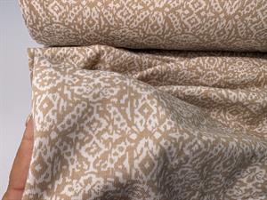Viscosejersey - beige med offwhite mønster, let