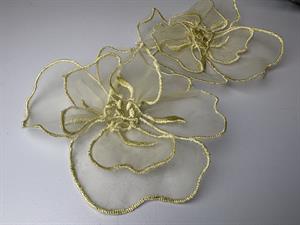 Organza blomst - fin og let, lime gul