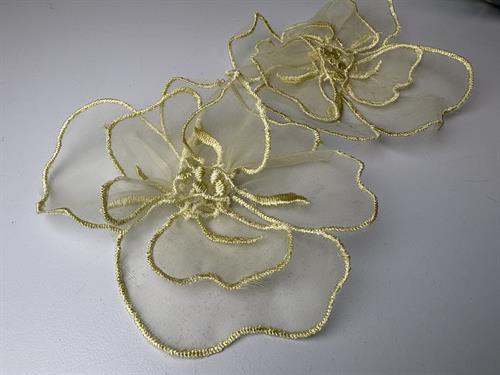 Organza blomst - fin og let, lime gul