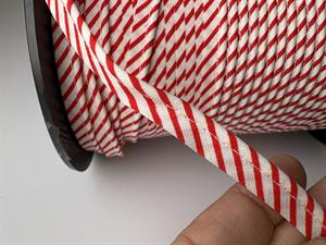 Fast piping - hvid og rød stribet 