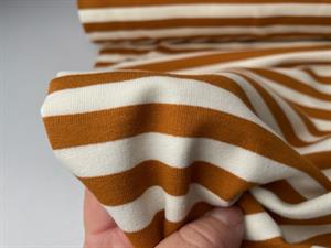 French terry - okkergul og offwhite striber