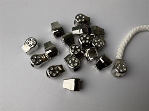 Endestopper - lille i sølv med små sten 15 x 8 mm