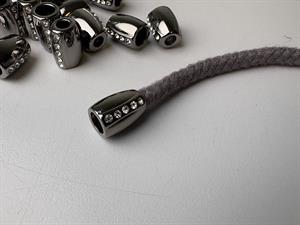 Endestopper - konisk gunmetal med fine sten 15 x 8 mm