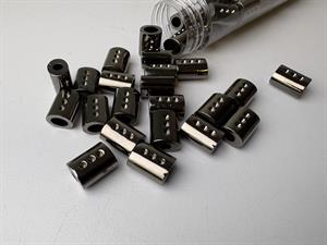 Endestopper - oval gunmetal med små sten 15 x 10 mm