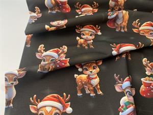 Bomuldsjersey - cute reindeers, gots