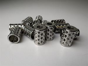 Endestopper - lille i sølv med små sten 20 x 12 mm