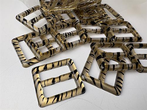 Spænde - lille firkantet og guld zebra look