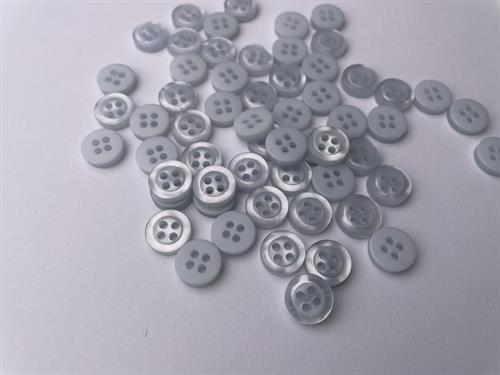Skjorteknap - klassisk, blank og lys blå, 10 mm