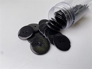 Poleret perlemorsknap - sort og blank, 22 mm