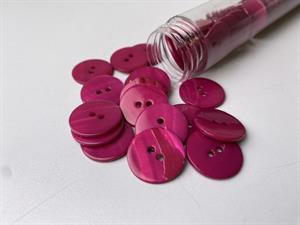 Poleret perlemorsknap - pink og blank, 20 mm