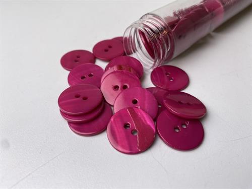 Poleret perlemorsknap - pink og blank, 20 mm