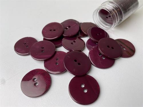 Poleret perlemorsknap - mørk lyng og blank, 22 mm