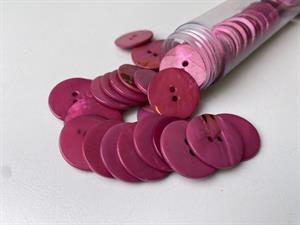 Poleret perlemorsknap - mørk pink og blank, 22 mm