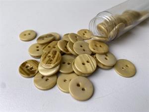 Poleret perlemorsknap - varm beige og blank, 15 mm
