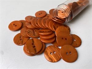 Poleret perlemorsknap - brændt orange og blank, 20 mm
