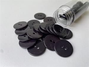 Poleret perlemorsknap - sortlilla og blank, 20 mm