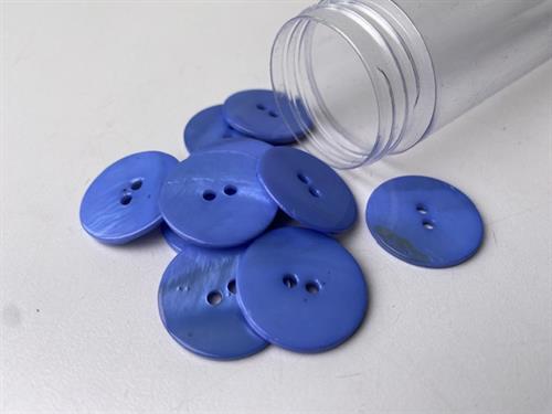 Poleret perlemorsknap - intens blå og blank, 22 mm