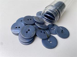 Poleret perlemorsknap - dueblå og blank, 20 mm