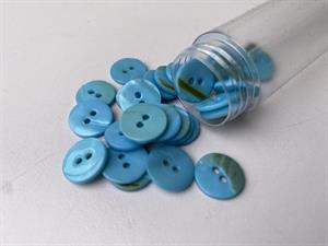 Poleret perlemorsknap - himmelblå og blank, 12 mm