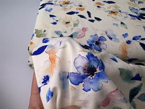 Viscosejersey - absolut smukkeste blomster på creme bund 