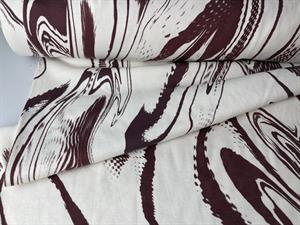 Bomulds interlock - lys bund med brune strejf