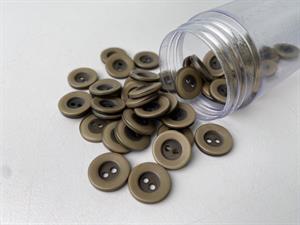 Knap -  gråbrun med tyk kant, 12 mm