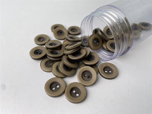 Knap -  gråbrun med tyk kant, 12 mm