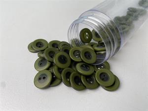 Knap -  mørk armygrøn med tyk kant, 12 mm