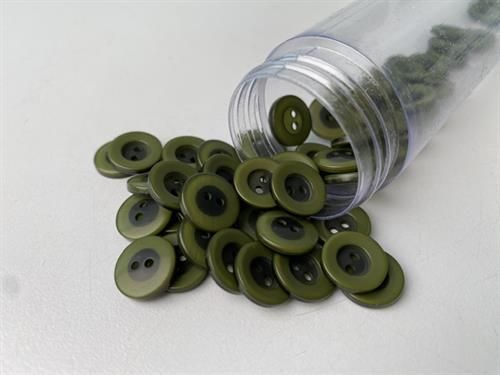 Knap -  mørk armygrøn med tyk kant, 12 mm