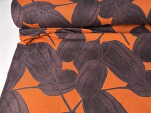 Bomuldsjersey - pumpkin med store brune motiver