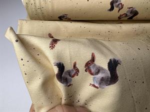 Bomuldsjersey - flødefarvet med lille egern