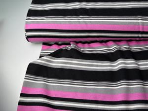 Bomuldsjersey - grey mix & pink stripes