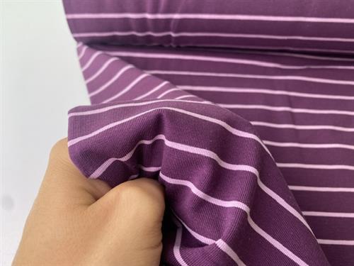 Bomuldsjersey - stribet i lilla / pastel lilla