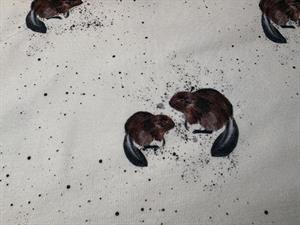 Bomuldsjersey - offwhite med mørk bæver