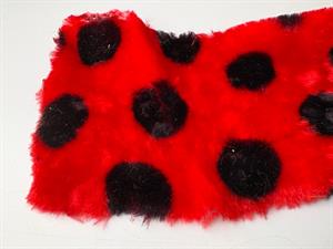 Fake fur - mariehøne, rød med sorte prikker