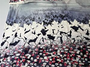 Viscosejersey - flotte blå blomster, panel på 90 cm