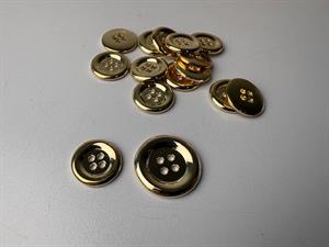 Metal knap - flot blank guld, 15 mm